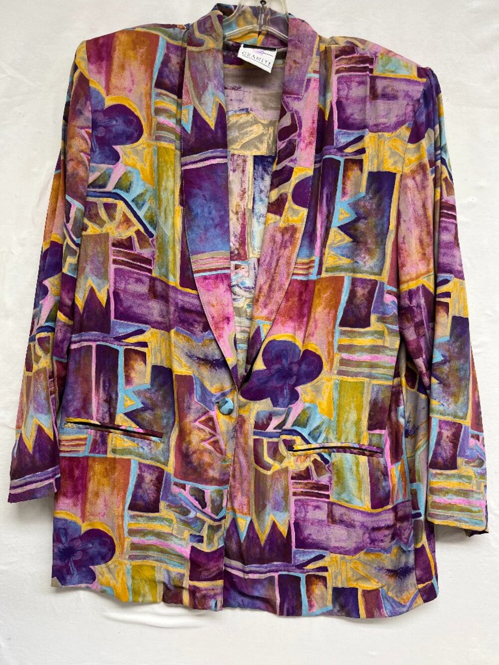 Vintage 80/90"s Granite Watercolor Art Blazer L - Wearable Art!